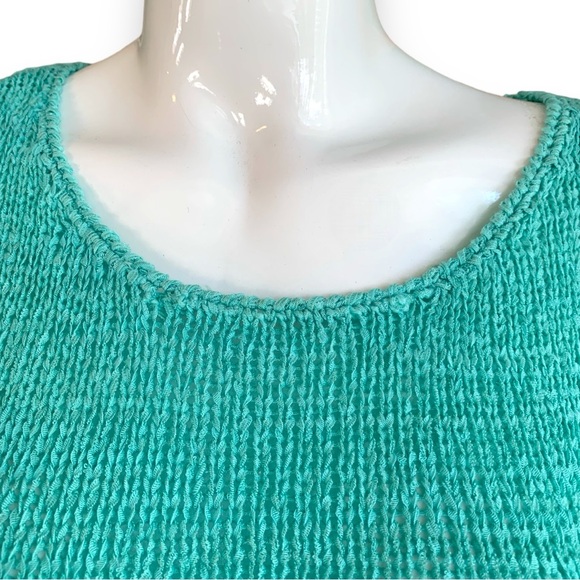 VENUS TURQUOISE KNIT SWEATER WITH CROCHETED FRINGE. WOMEN’S SIZE MEDIUM - Picture 5 of 9
